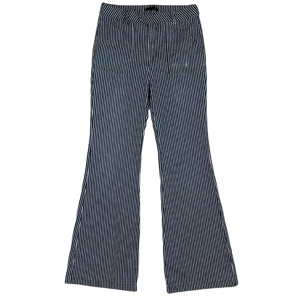 Forever 21 Y2K Railroad Stripe Flare Jeans High Rise Carpenter Wide Leg